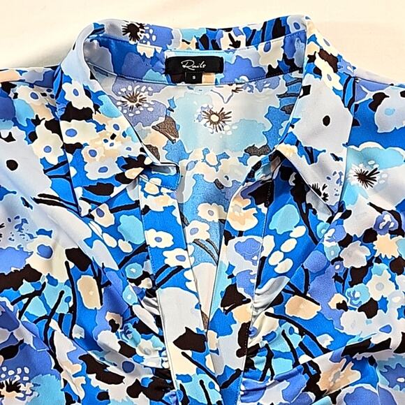 Rails NWOT Lisa Womens Sz S Blue Floral Y2K Feminine Ruching Flattering Top - Picture 6 of 13
